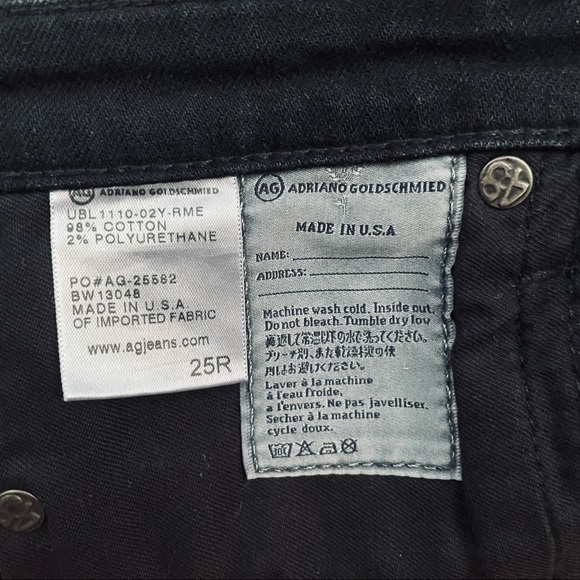 AG Jeans 2 Years Remote Mended Slim Straight Ripped Washed Black Jeans Size 25 - Picture 7 of 7